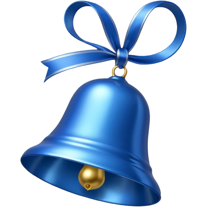 shine blue christmas bell with white ribbon emoji