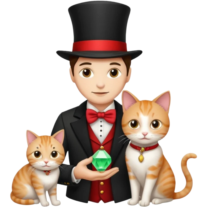magician couple and their pet cat emoji