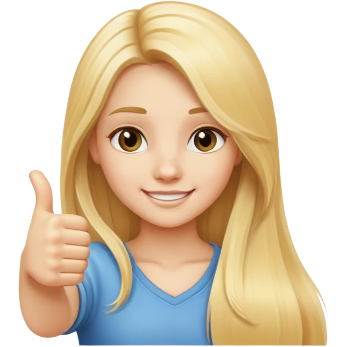 Girl with long blonde hair giving the thumbs up emoji