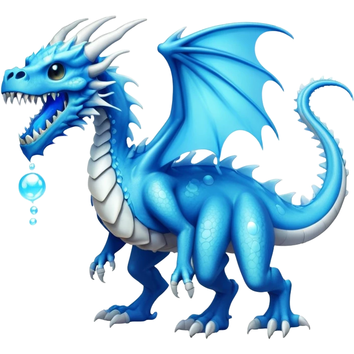 a electric bone dragon with bue teeth breathing bubbles (full body) emoji