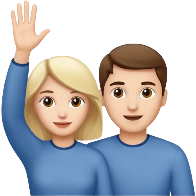 man and woman from behind waving emoji