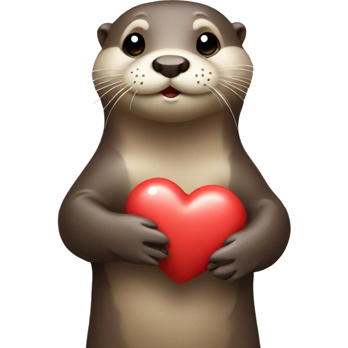 Otter holding a heart emoji