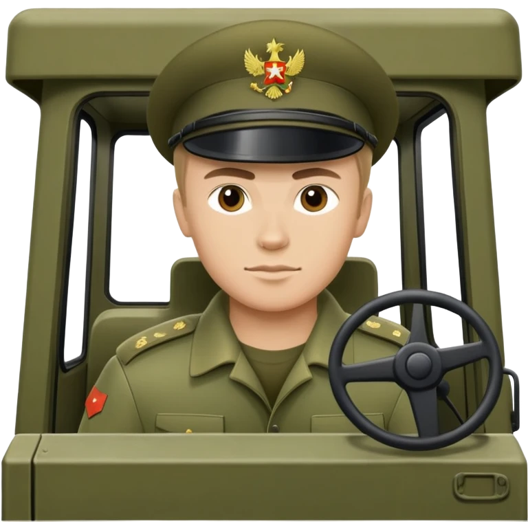 Russian soldier driving military truck kamaz emoji