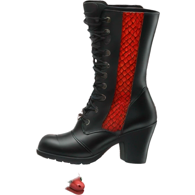 Black heeled boot with a red snake wrapped around it emoji
