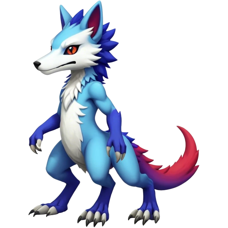 Epic Edgy Cute Colorful Modern Anthro Vernid-Protogen-Sergal-fursona-creature-animal full body emoji