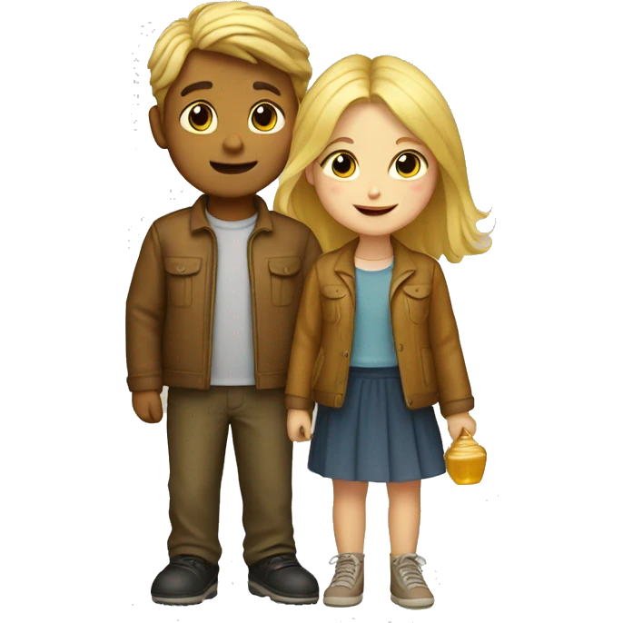 boy and girl with blond hair with honey in their hands emoji