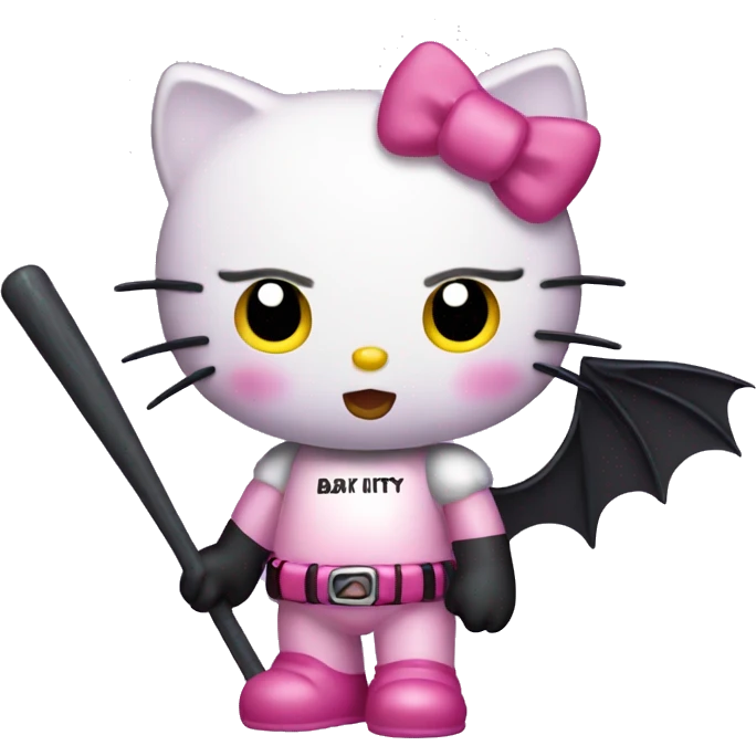 hello kitty with a bat emoji