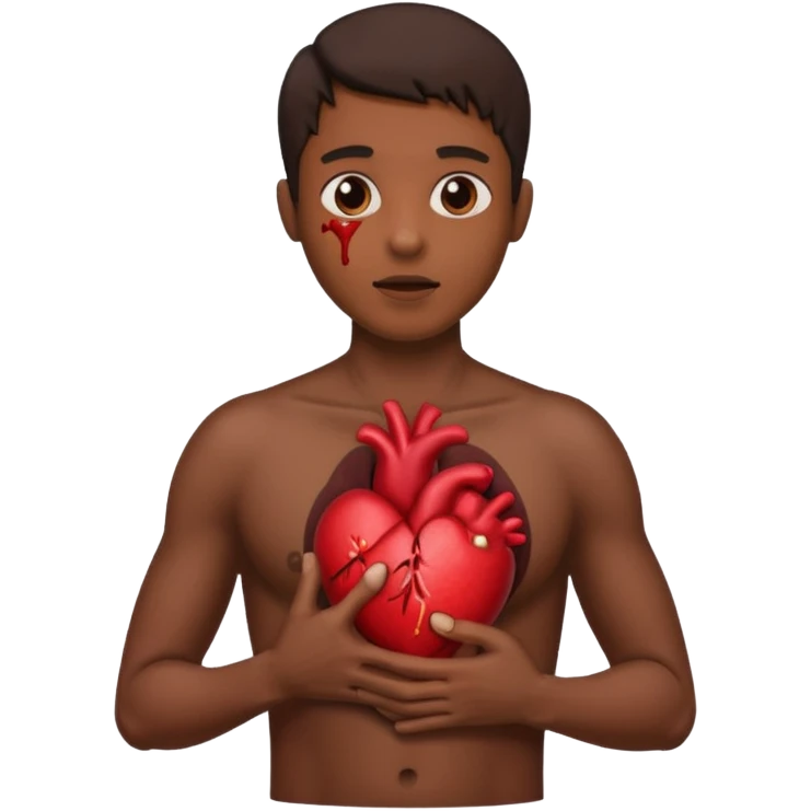 Holding heart out of chest brown skin person emoji