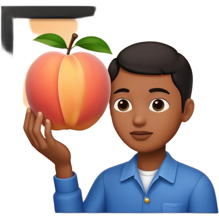Black and picking a peach with cream emoji