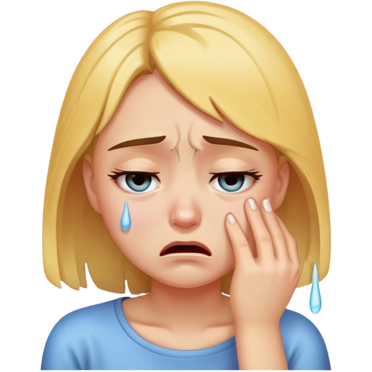 a girl crying in pain, sad, tears streaming down face emoji