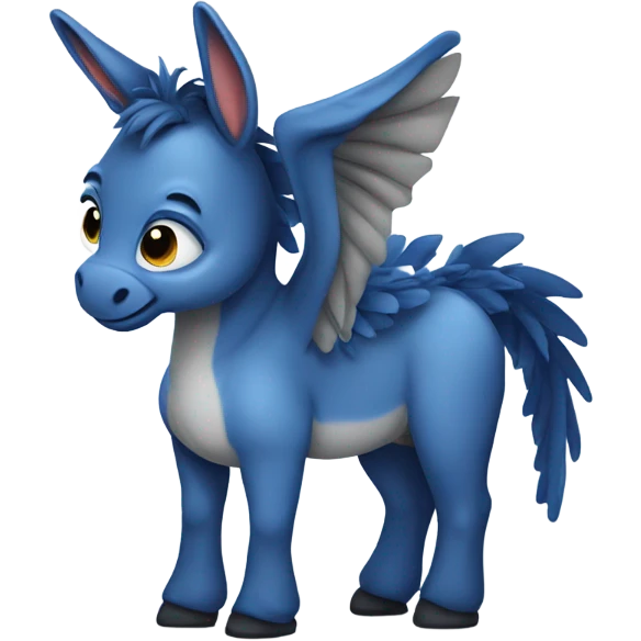 cute Donkey with dark blue dragon wings emoji