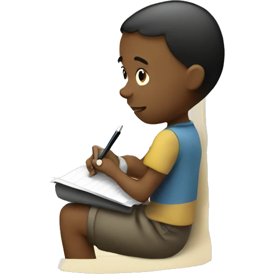child  taking notes with paper and pen emoji