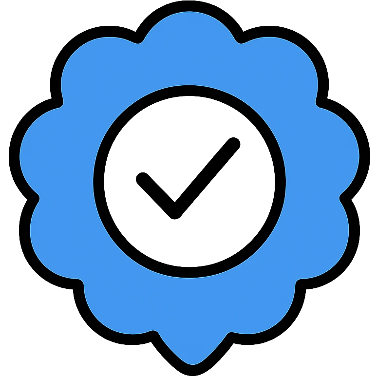 Blue checkmark with a white background, inspired by Instagram verification badge, minimal and bold emoji