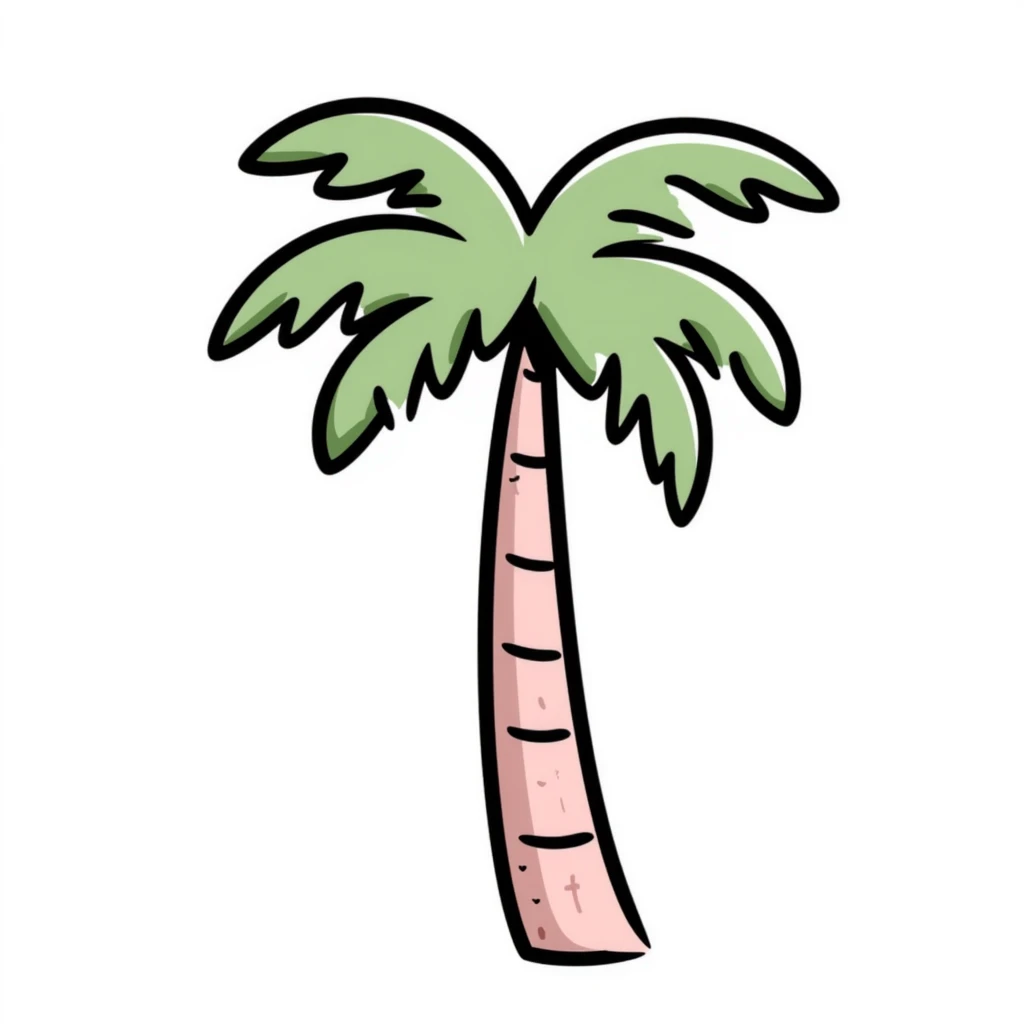 palm tree with pastel pink trunk and pastel green leaves emoji