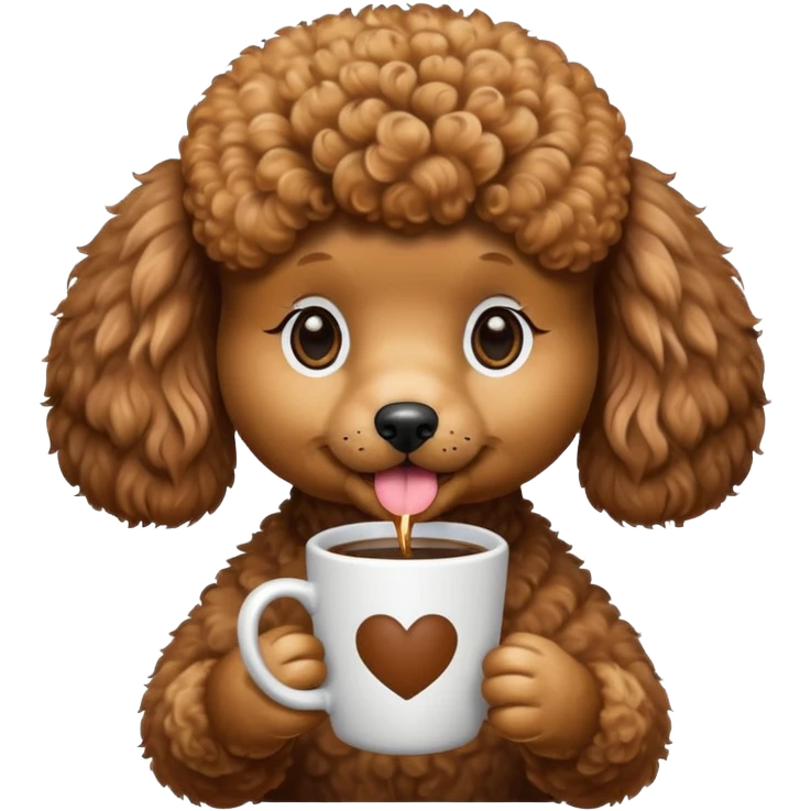 Poodle with coffee emoji