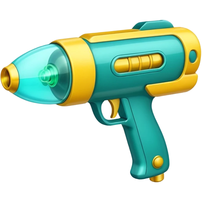 Cartoony Teal and yellow plasma ray gun emoji