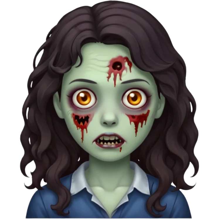 garota zumbi com cabelo escuro ondulado emoji
