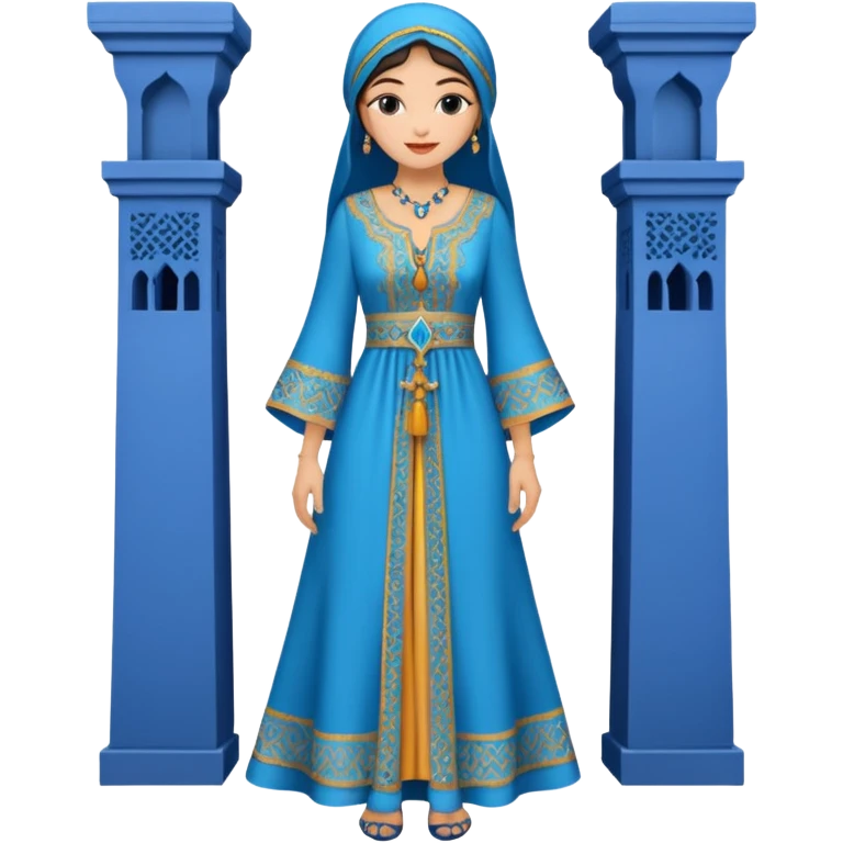 woman in moroccan culture style blue detailed dress emoji