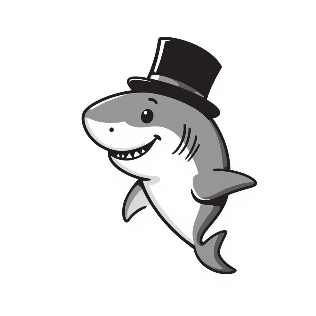 shark wearing a fancy black top hat emoji
