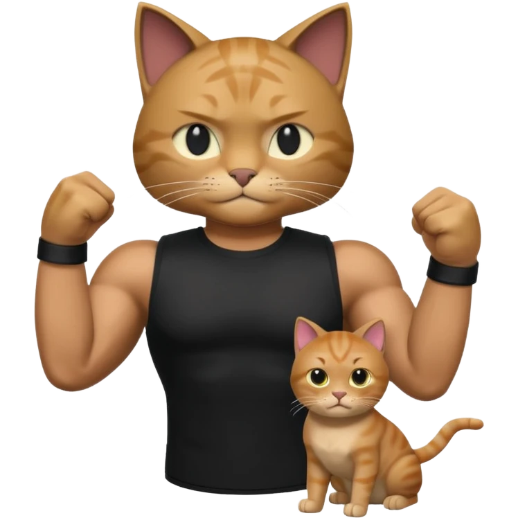 Roblox cat and human whit black musculos shirt emoji