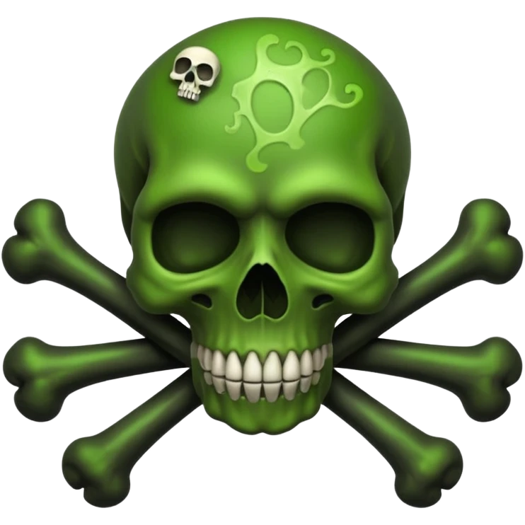 a poisonous cloud of gas, dark swamp color, with an image of a skull and two crossed bones behind the skull emoji