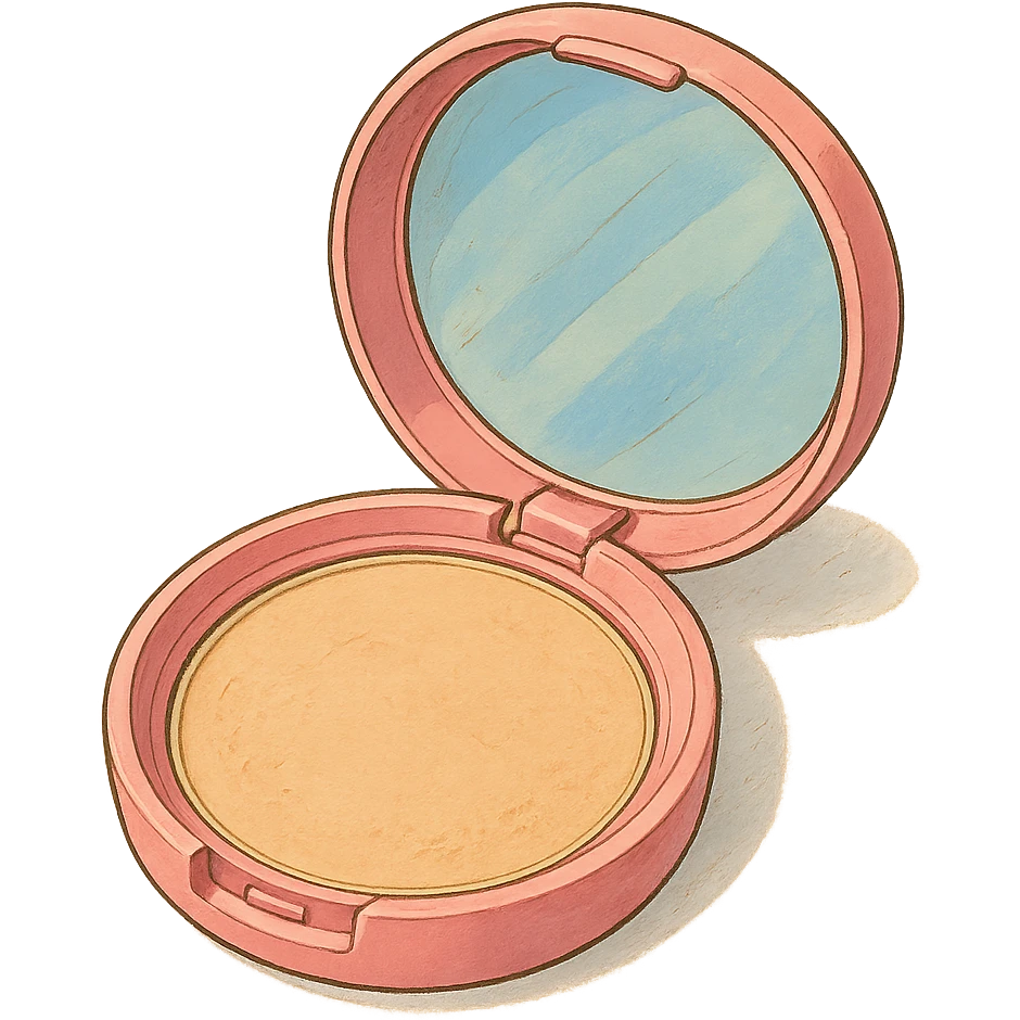 ghibli style pink powder compact emoji