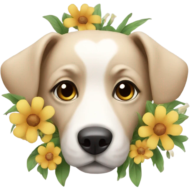 Dog with flowers  emoji