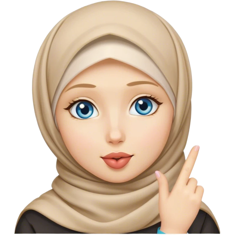Hijab Girl with blond hair blue eyes beautiful finish and sending kisses  emoji