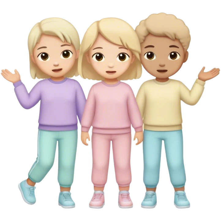 children in pastel clothes play emoji