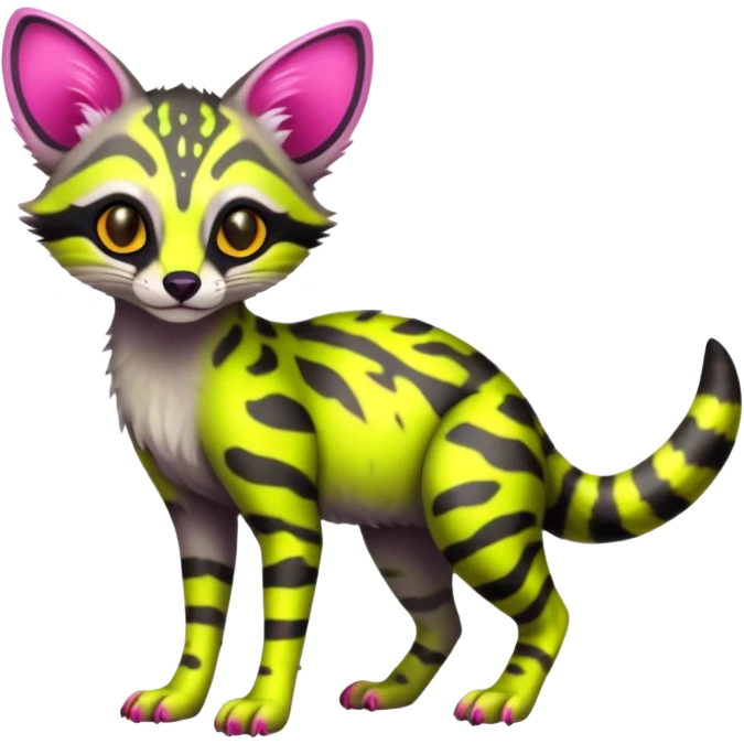  randomly colored colorful cute neon-colored brightly colored Fakémon-Fionbri-Vernid-Genet-creature with markings (full body) emoji