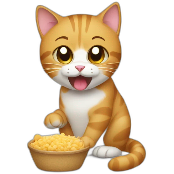 cat eats food emoji