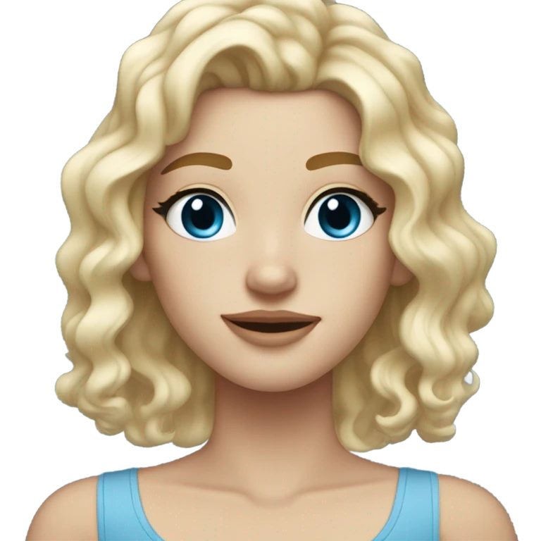 Blond wavy hair with brown roots , blue eyes, white skin, freckles and long eyelashes  emoji