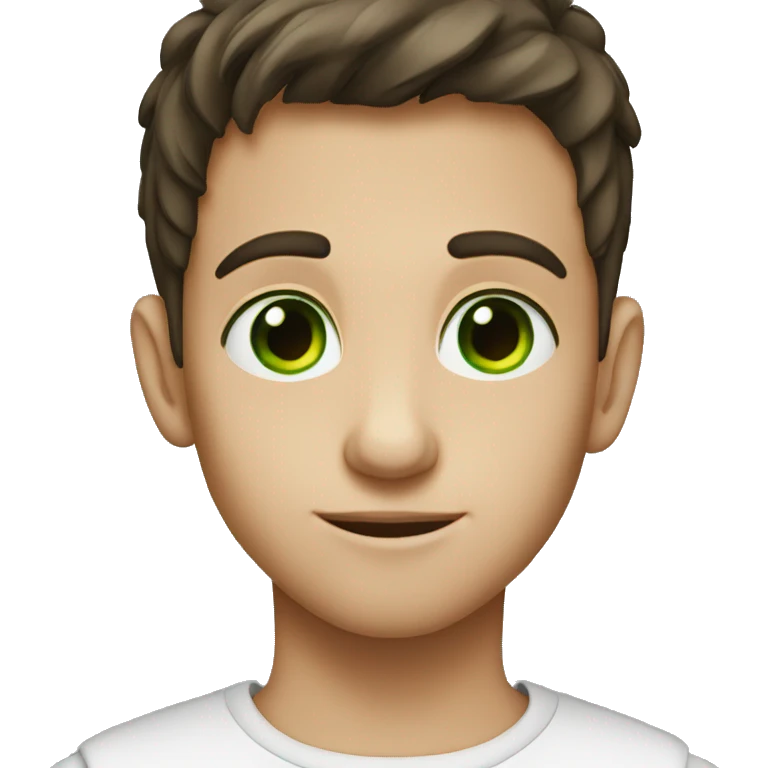 a brunette boy with green eyes  emoji