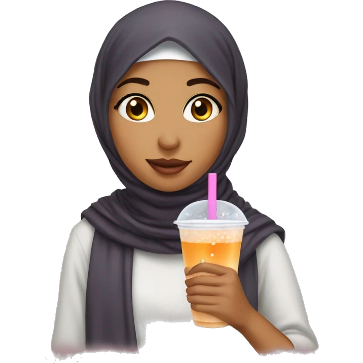 arab girl drinking bubble tea  emoji