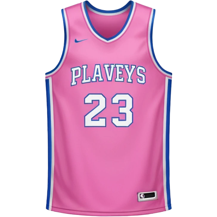 pink basketball jersey with the text PLAVLEYS 23 and white stripes emoji