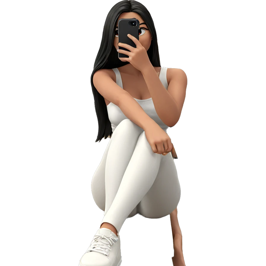 girl taking selfie indoors emoji