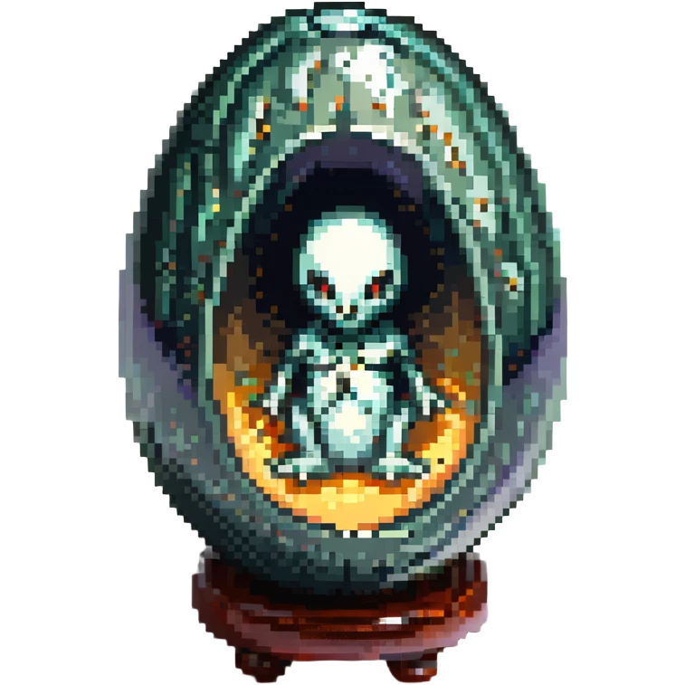 cranial, eye, MRI, SCAN, egg, embryonic, inside of glass egg, alien, eerie, otherworldly, crystal egg, tiny embryo. fetoid shape emoji