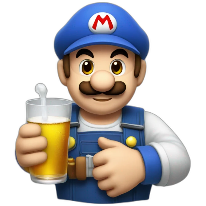 Mario plumber drinking alcohol emoji
