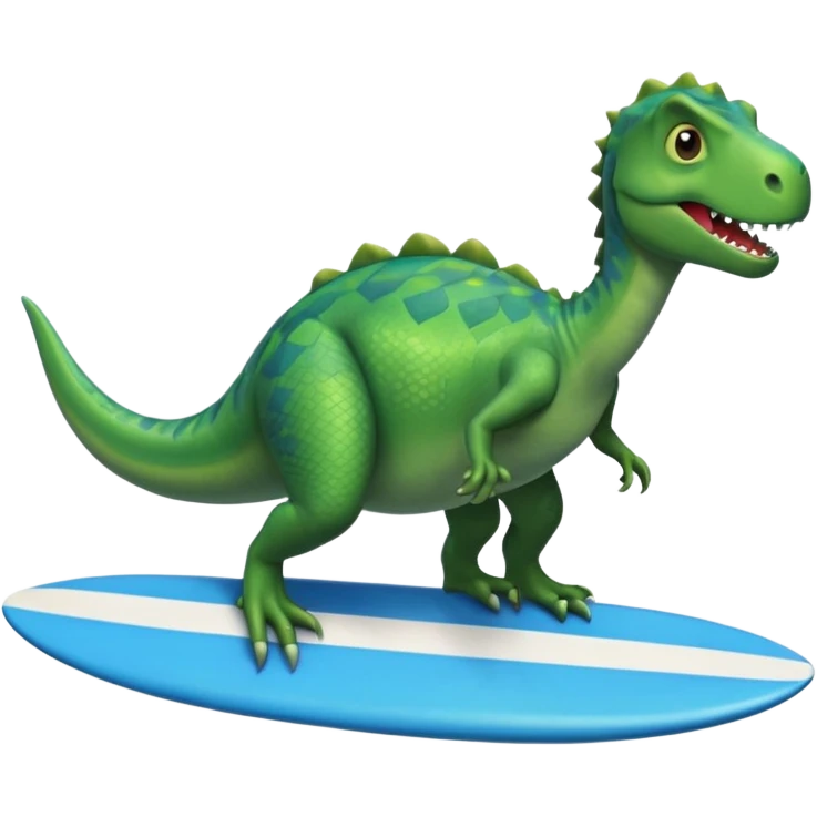 A dinosaur on a surfboard emoji