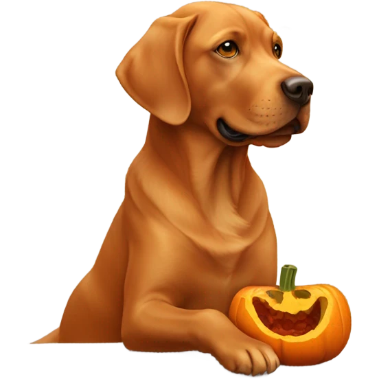 Red lab eating pumpkin emoji