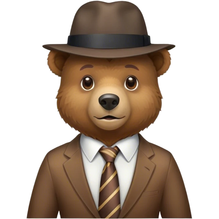 Brown bear with tie and a hat emoji