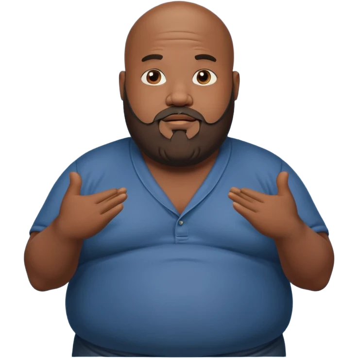 Fat black bald guy with beard shrugging emoji