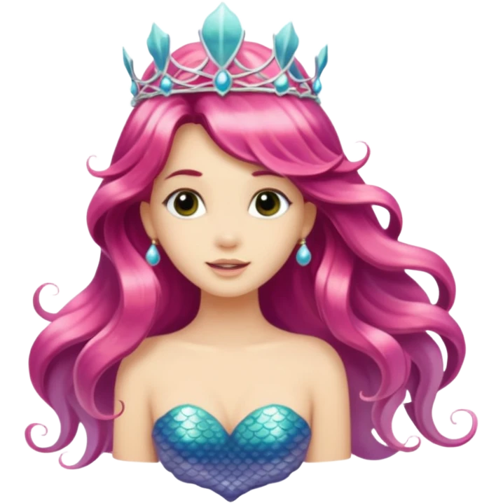 Mermaid with Shell Crown – Long flowing hair, shell tiar emoji