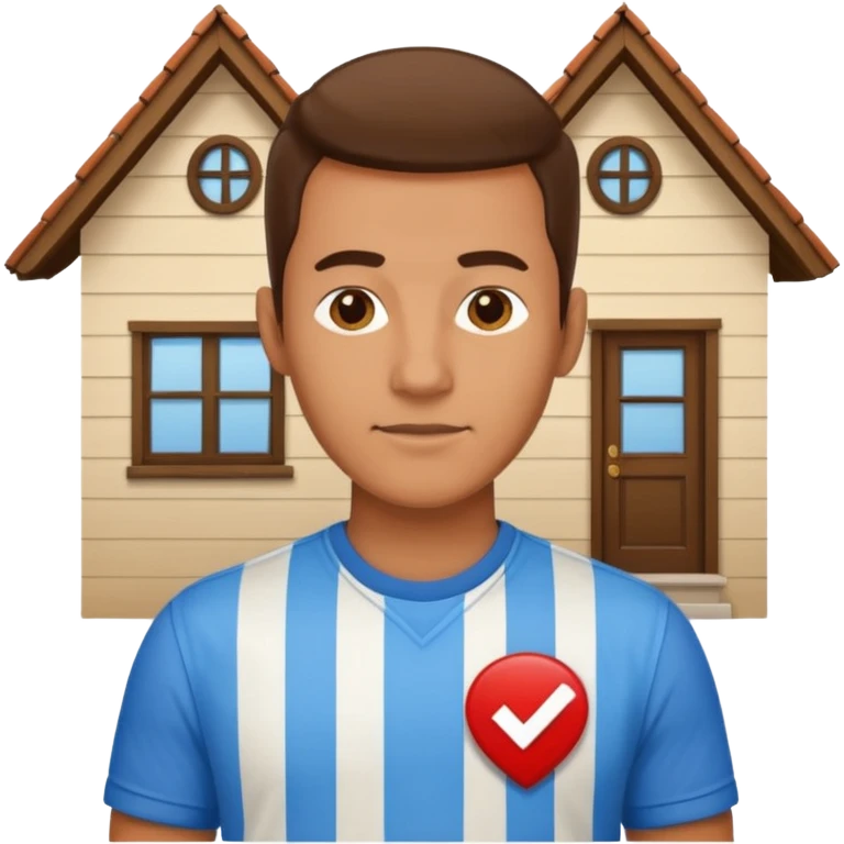 The blue checkmark is inside his house. emoji