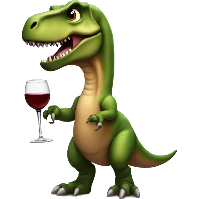 T-Rex holding wine glass emoji