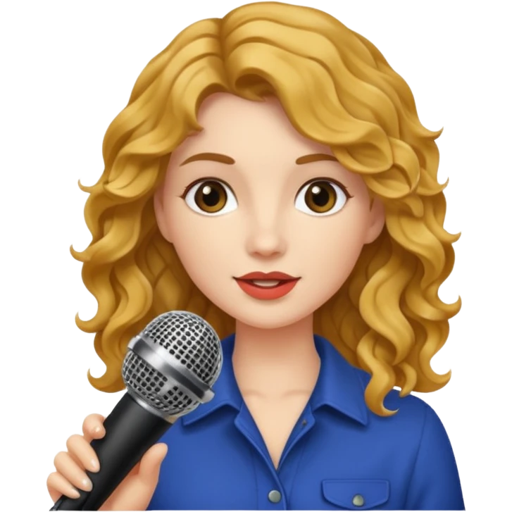 rubia con pelo ondulado y un microfono en la mano emoji