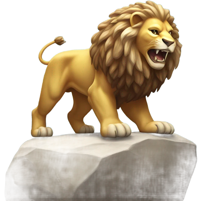 Shiny lion pulls huge stone to mountain emoji