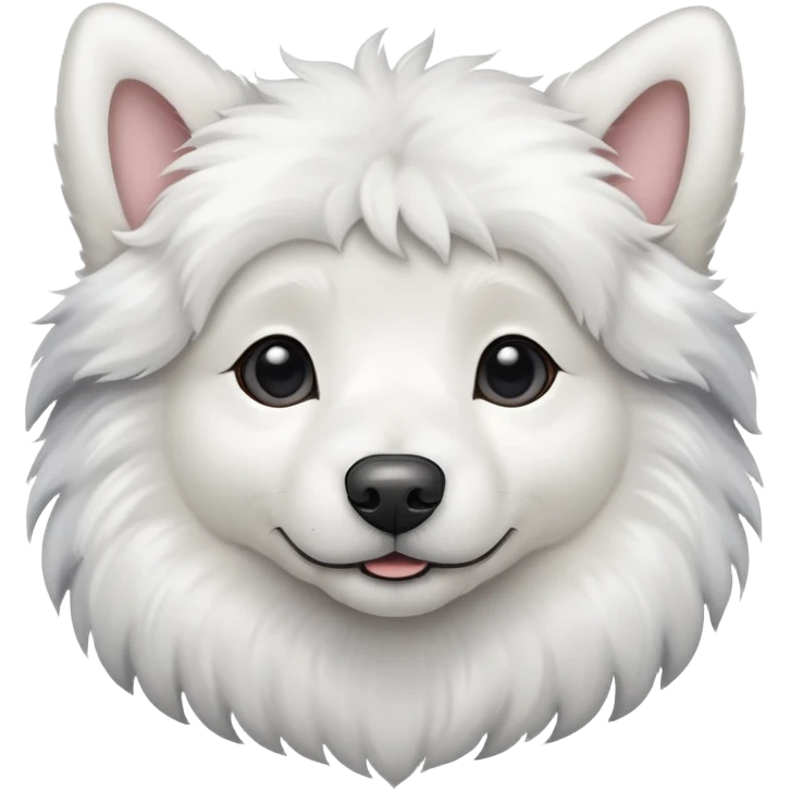 Full white fluffy dog with grey ears emoji