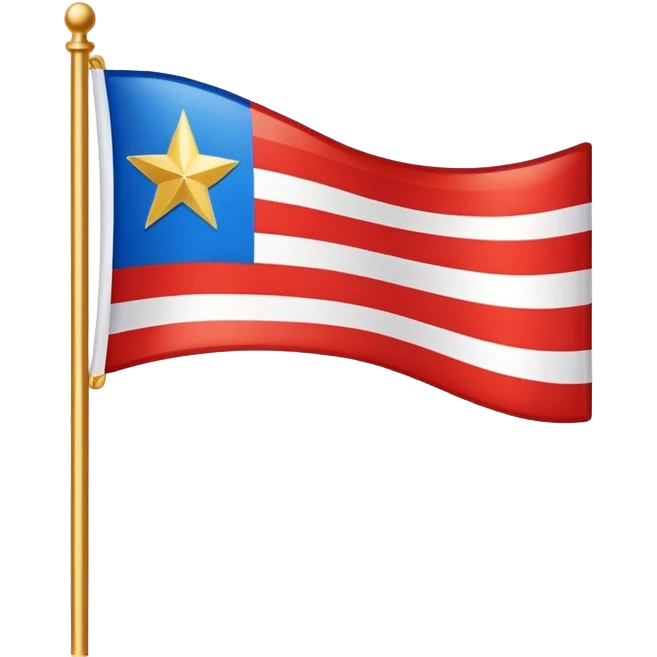 Flag with horizontal blue stripe, then horizontal white stripe, then horizontal red stripe. Red star in the middle outlined in gold  emoji
