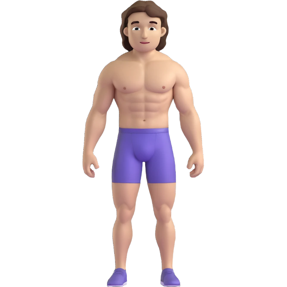 shirtless male athlete with white skin and wavy brown hair emoji
